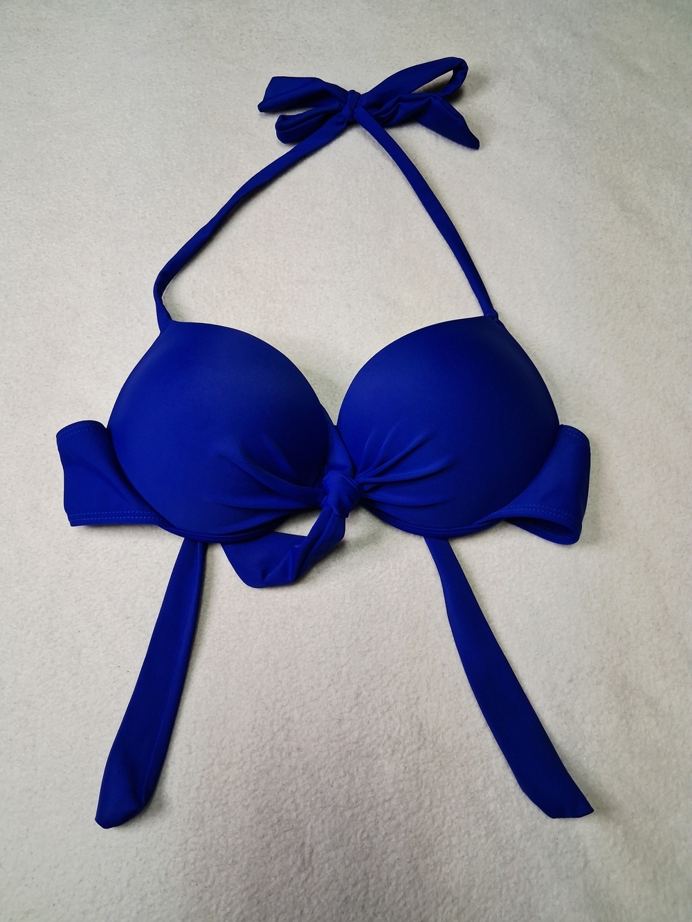Women's Blue Halter Bikini Top - Classic Tie Front